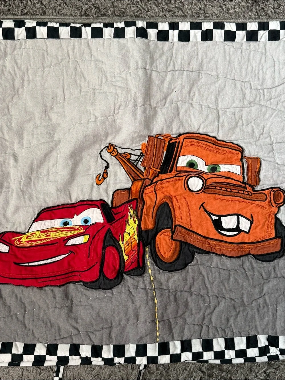 Pottery Barn Cars Lightning McQueen Red & Orange Quilted Pillowcase “RARE”